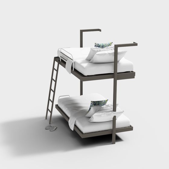 Stylish Bunk Bed 3D model for Modern Interiors