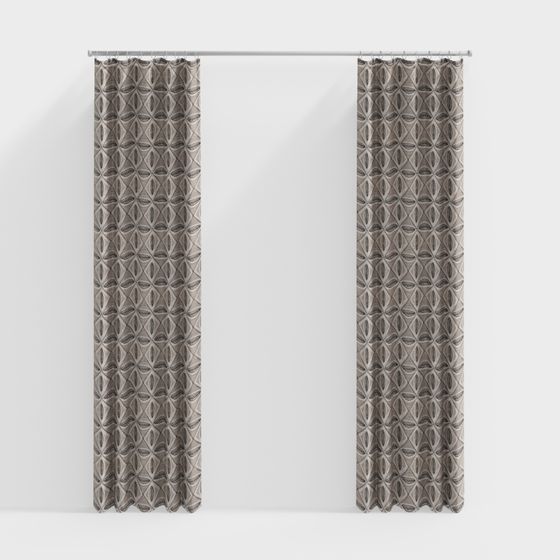 Elegant Geometric Curtain 3D model for Contemporary Homes