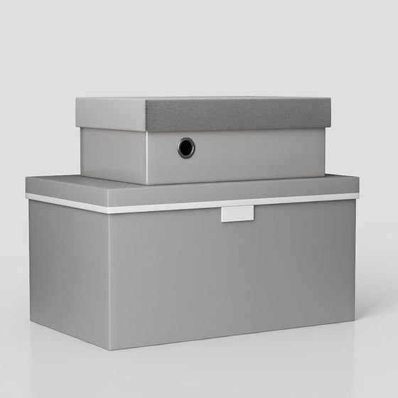 Modern Minimalist Storage Box 3D Model in Gray Finish