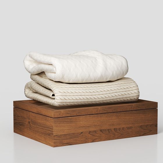Cozy Blanket and Wooden Box 3D model
