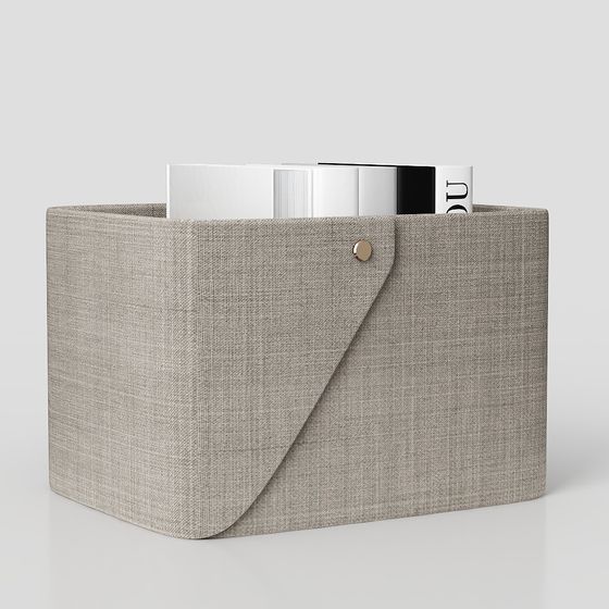 Modern Minimalist Book Storage Box 3D Model in Beige