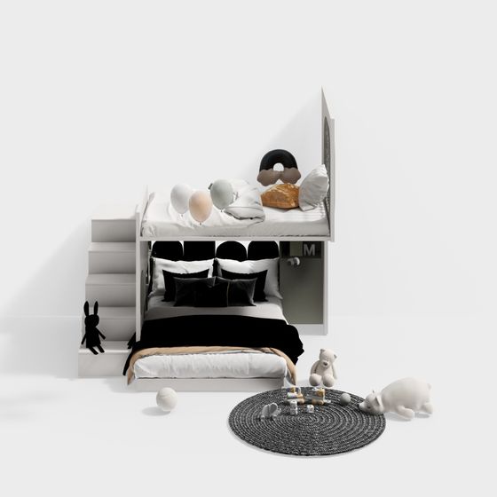 Children's Bedroom Set 3D model - Modern and Playful