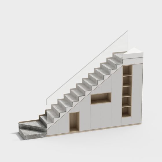 Stylish Low-Polygon Marble Staircase 3D model