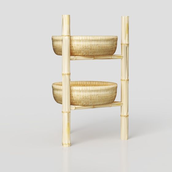 Natural Bamboo Plant Stand 3D model