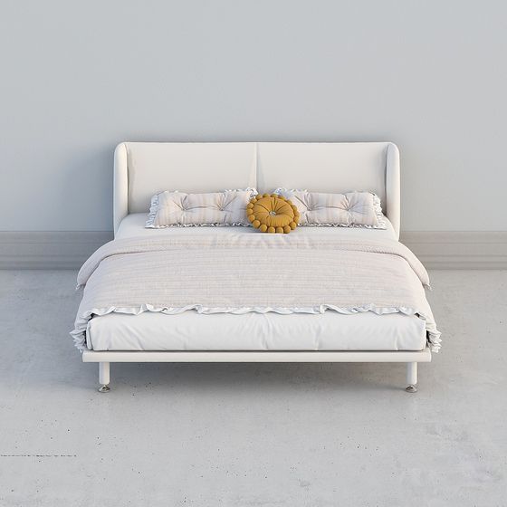 Stylish Minimalist Bed 3D model for Versatile Uses