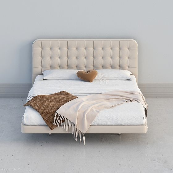 Elegant Low-Poly Bed 3D model