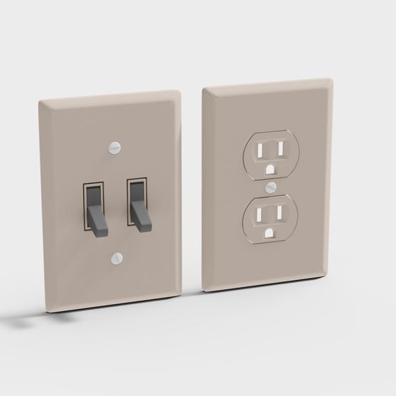 Stylish Low-Polygon Switch Socket 3D model