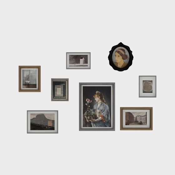 Vintage Gallery Wall 3D Model for Designers
