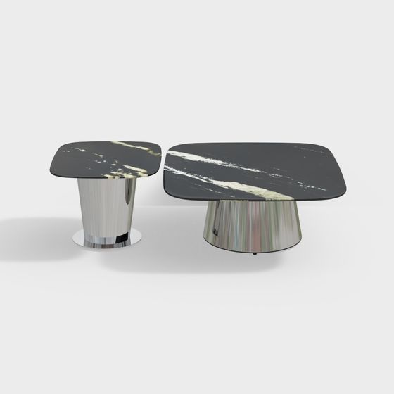 Elegant Square Marble Coffee Table 3D Model – Luxury Design