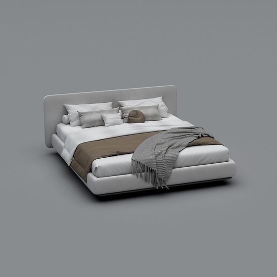 Stylish Low-Poly Bed 3D model for Modern Interiors