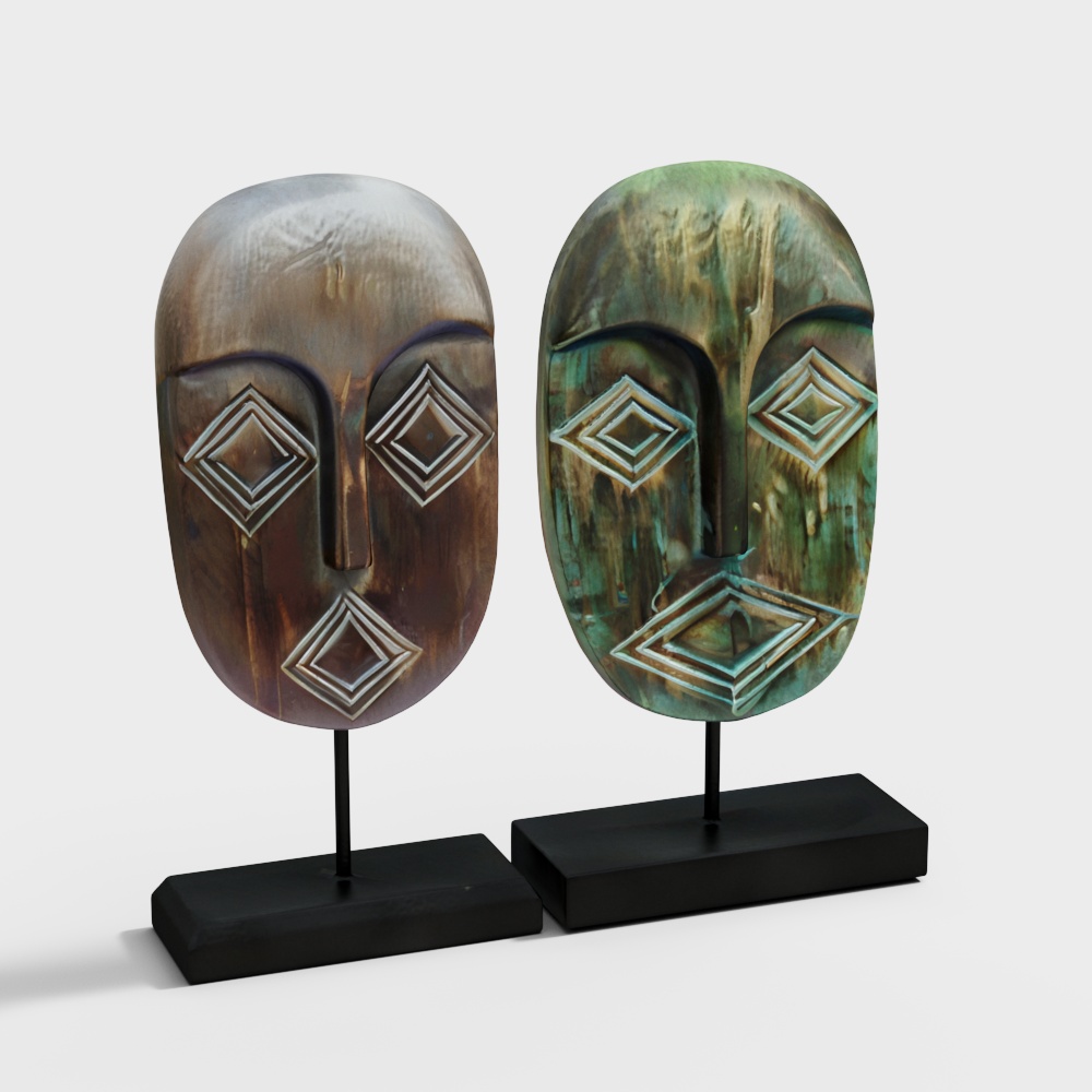 Mystical African Art Mask 3D Model – Tribal Texture Detail