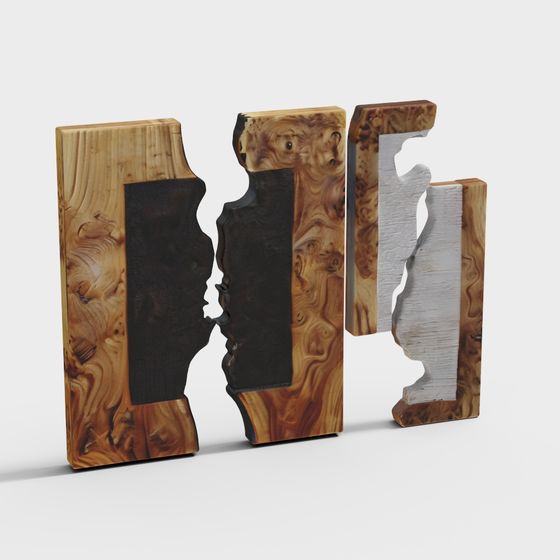 Wood Grain Pasting Letters 3D model
