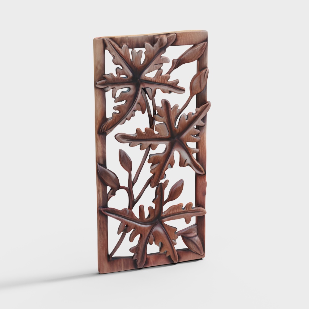 Vines Wall Panel 3D Model – Textured Wood & Vines