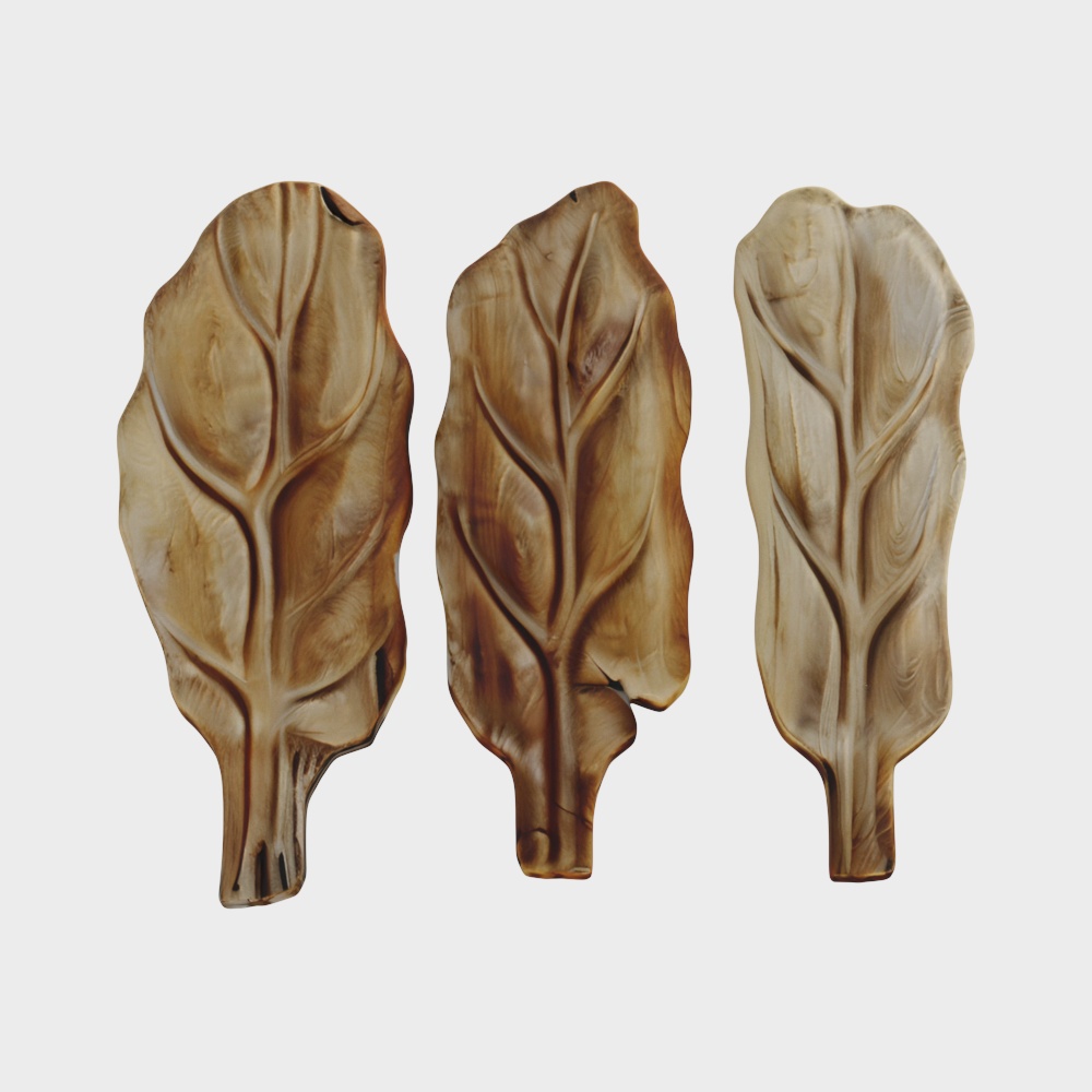 Large Wood Carved Leaf Wall Decor
