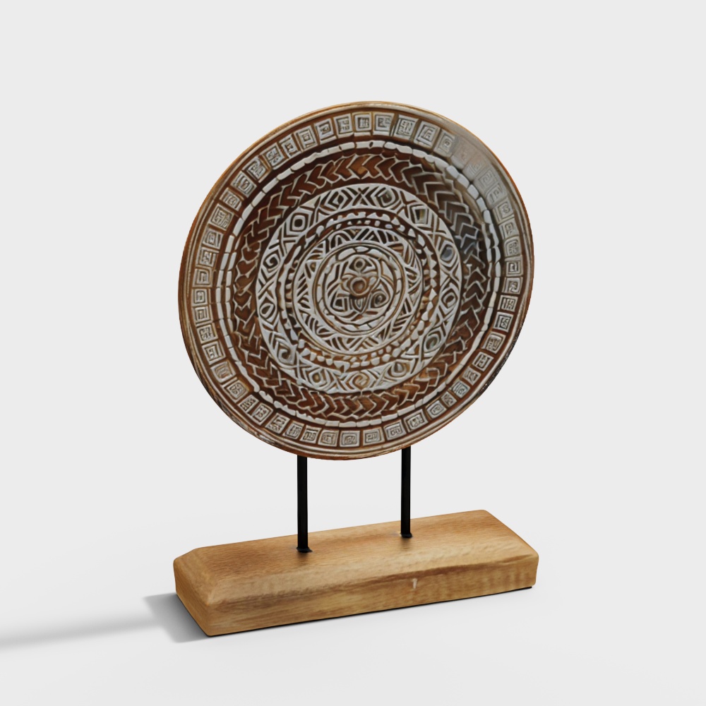 African Art Plate 3D Model – Geometric Cultural Design