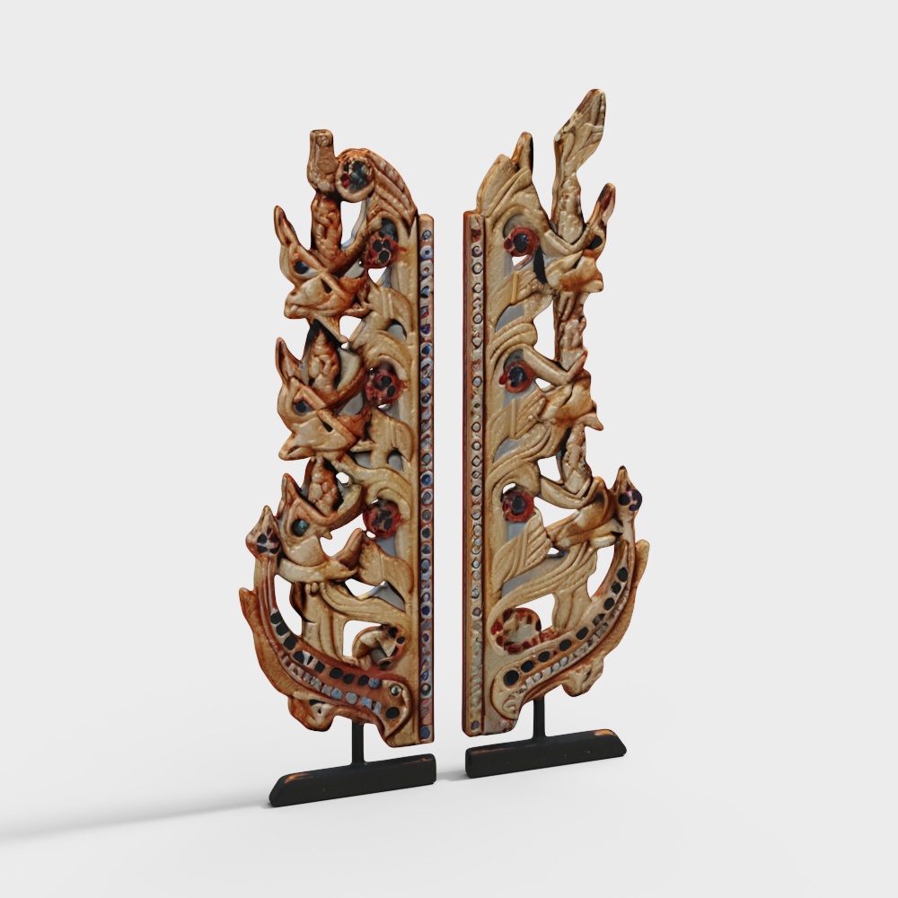 Dragon Dance Screen 3D Model – Low-Poly Vibrant Design