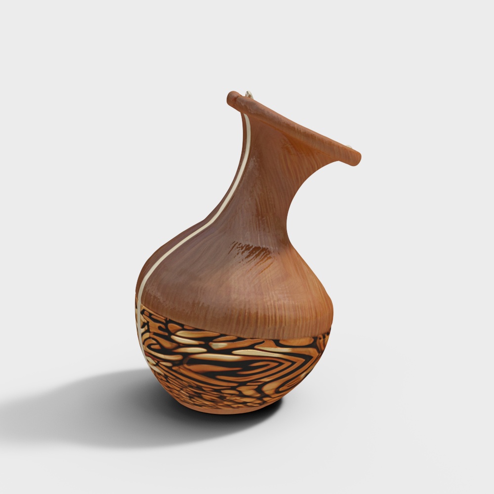 Low-Poly Wooden Vase 3D Model – Warm Wood Texture
