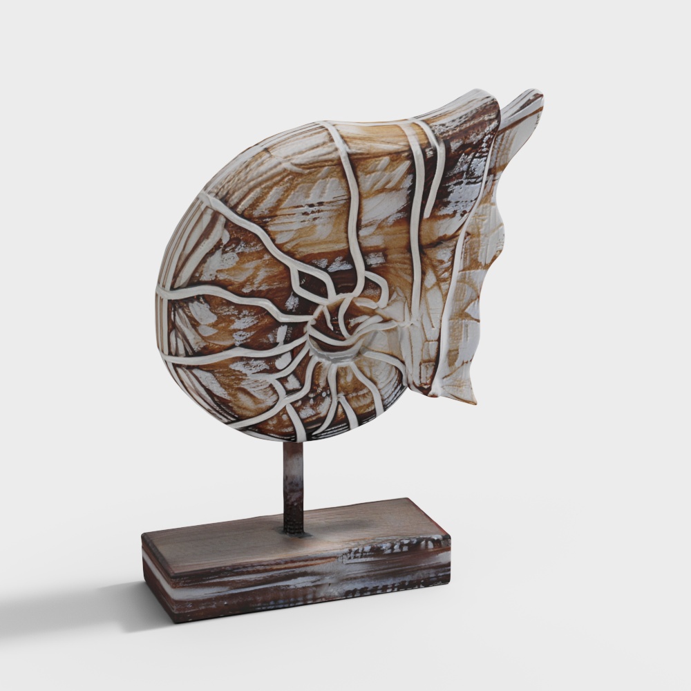 Realistic Shell Sculpture 3D Model – Low-Poly Natural Design