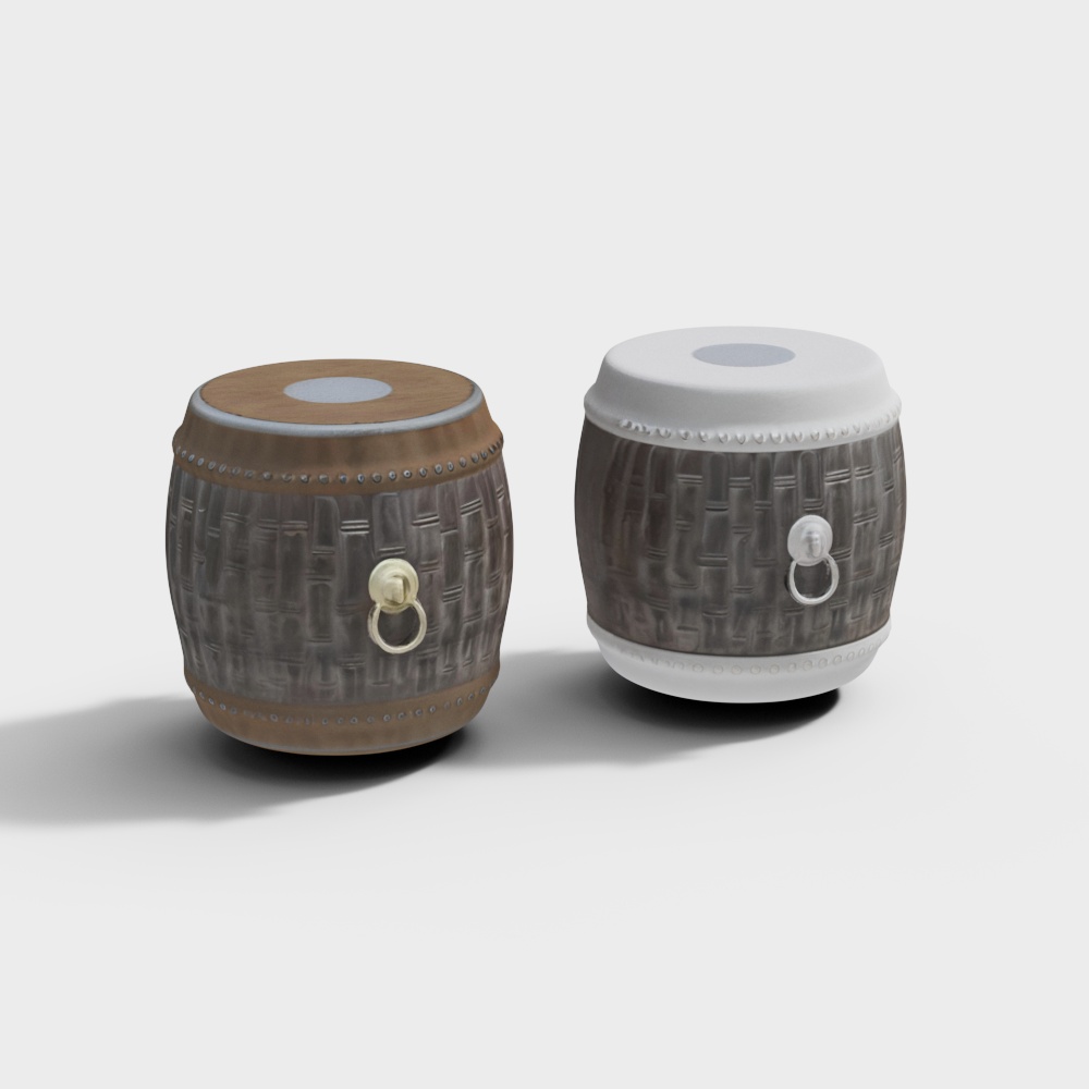 Rattan Drum Table Decor Set