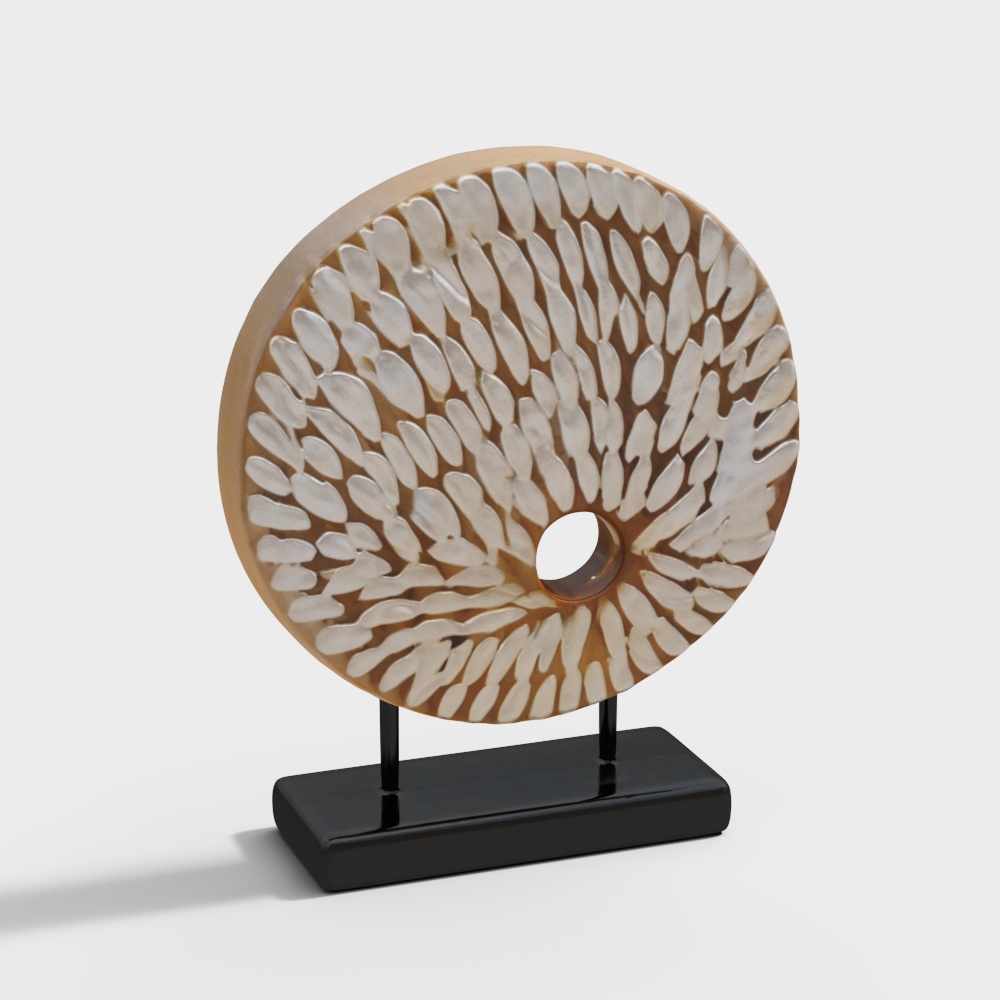 Fan-shaped Shell Low Poly 3D Model – Natural Wood Detail