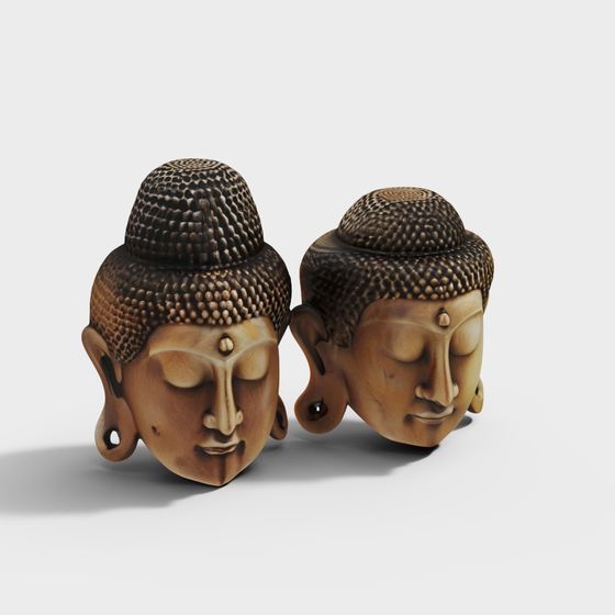 Buddha Heads Low Poly 3D Model