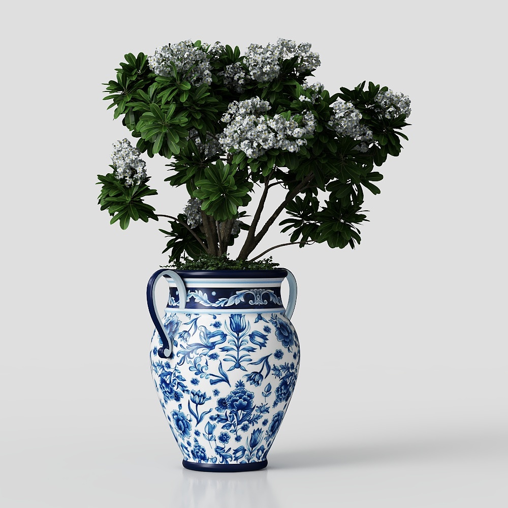 Blue and White Porcelain Vase 3D Model