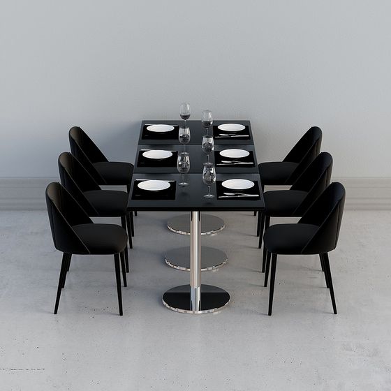 Minimalist Dining Table and Chair Set 3D model