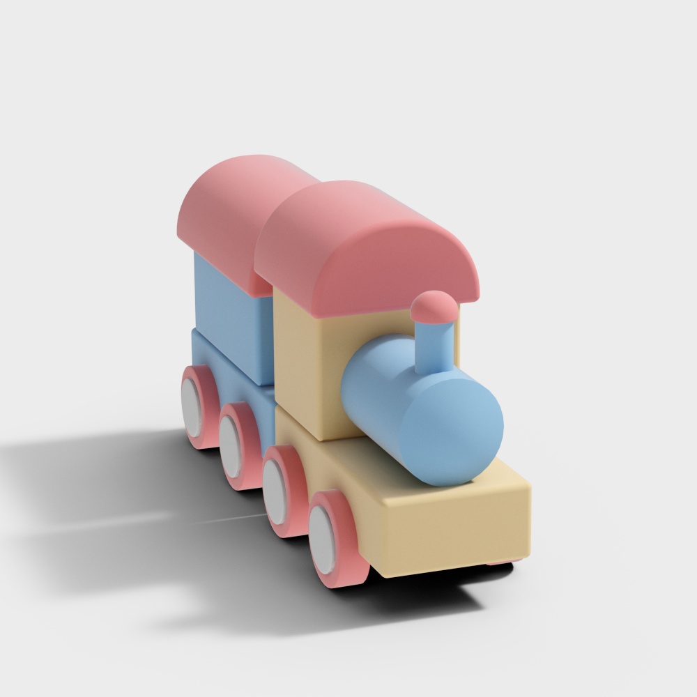 Colorful Low-Poly 3D Train Model for Kids