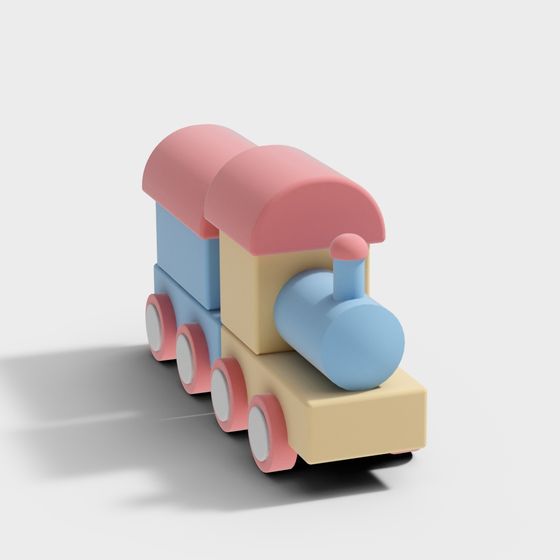Colorful Low-Poly 3D Train Model for Kids
