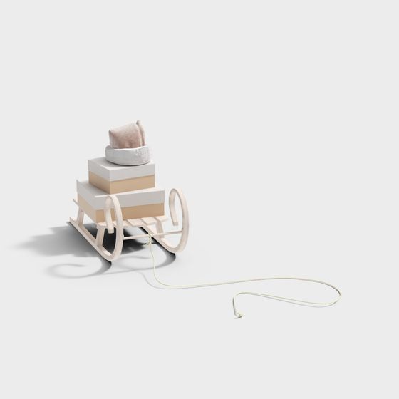 Charming Wooden Sled 3D model for Winter Scenes