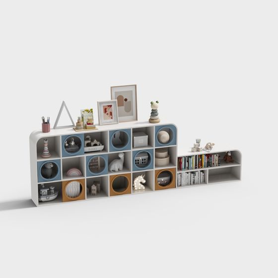 Stylish Low-Polygon Bookshelf 3D model