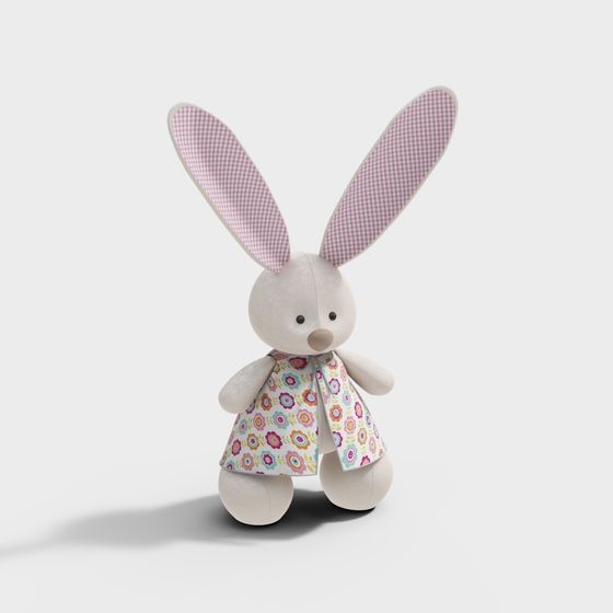 Fluffy Bunny Low-Poly 3D Model