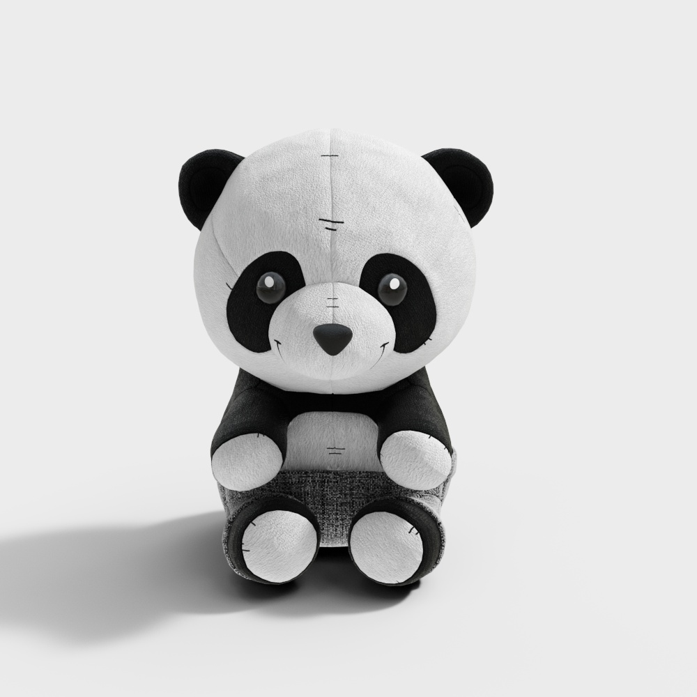 Adorable Panda Plush Toy 3D model