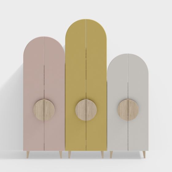 Elegant Low-Poly Storage Cabinets 3D model