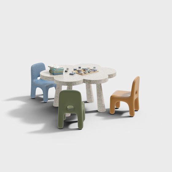 Kids Game Table and Chair Set 3D model