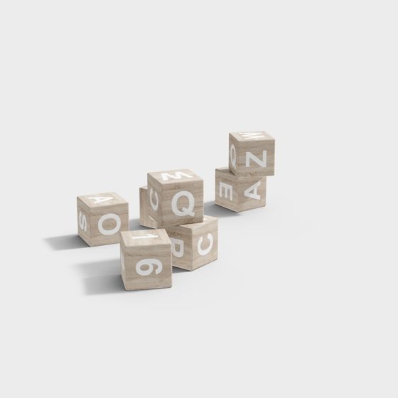 Playful Wooden Blocks 3D Model for Kids’ Decor