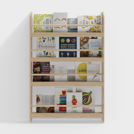 Minimalist Wooden Bookshelf 3D model for Modern Interiors