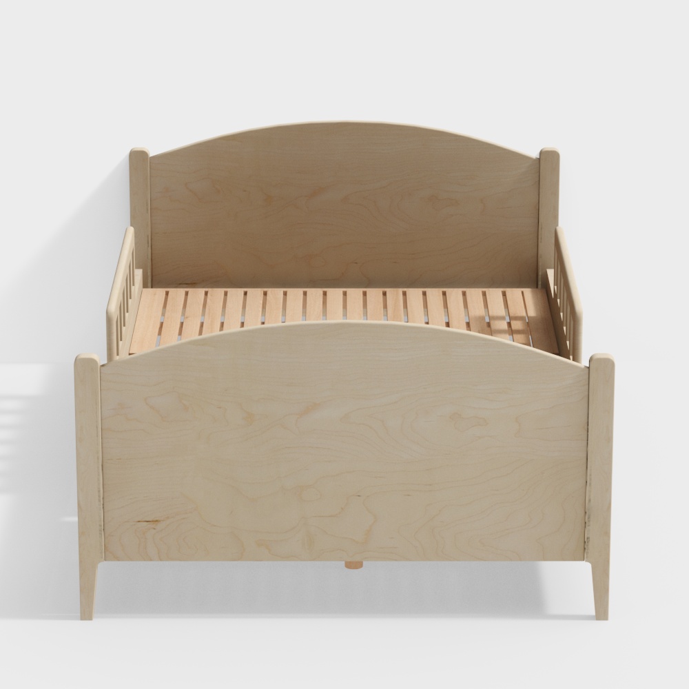 Charming Low-Poly Bed 3D Model – Wood Texture