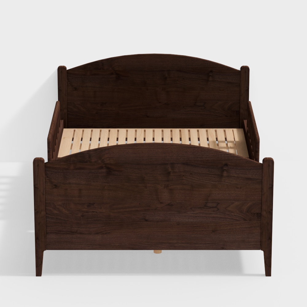 Retro Bed 3D Model – Wooden Texture for Interiors