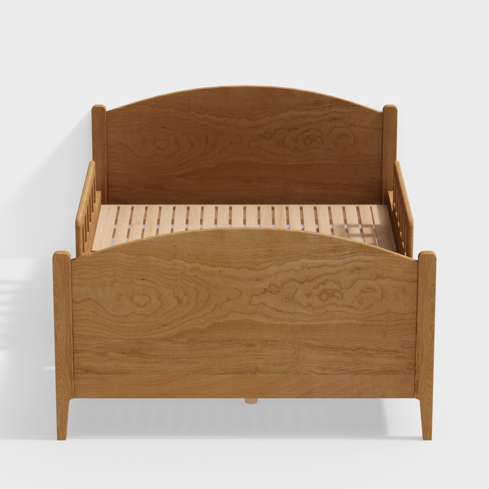 Natural Aesthetic Low-Poly Bed Frame 3D model