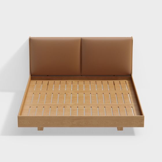 Stylish Minimalist Wooden Bed 3D model