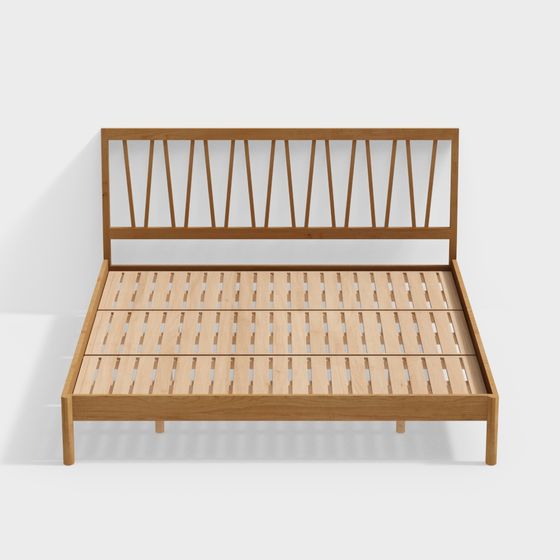 Elegant Low-Polygon Bed Frame 3D model