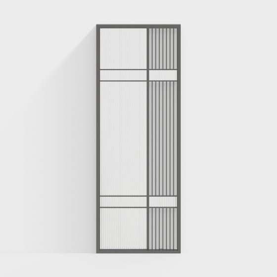 Black Modern Glass Screen Partition 3D Model for Spaces