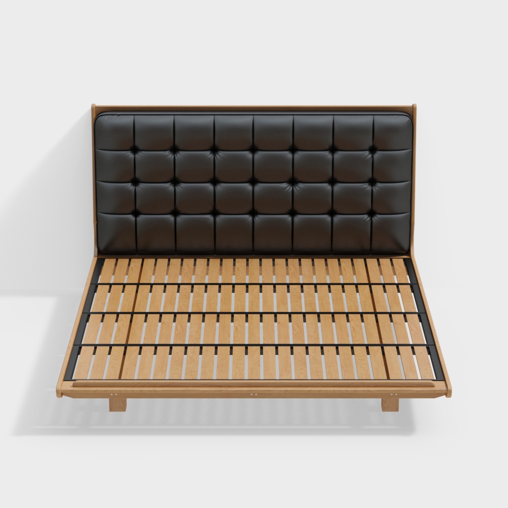 Urban Wooden Bed Frame 3D Model – Modern Wood Texture