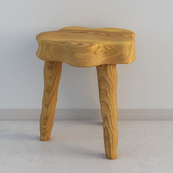 Artistic Wooden Stool 3D model Inspired by Nature