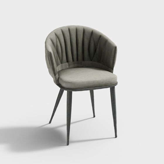 Elegant Grey Fabric Chair 3D model