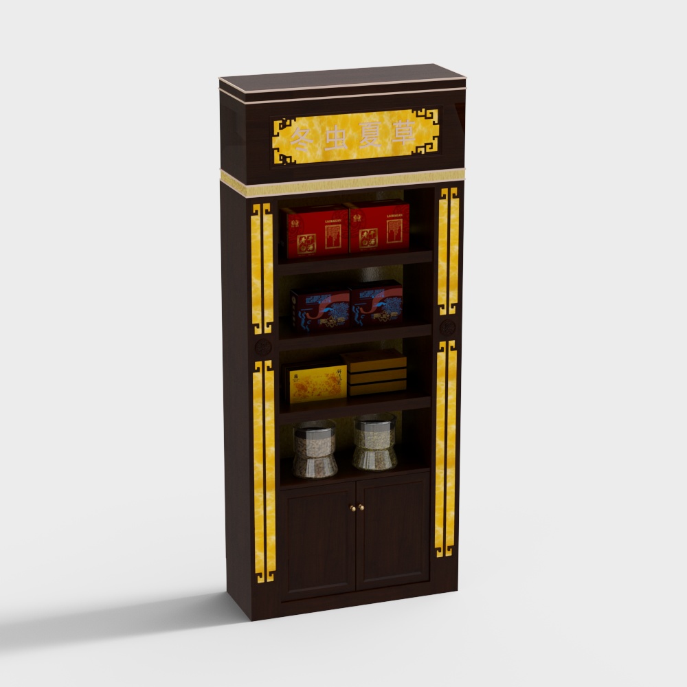 Traditional Chinese Medicine Pharmacy Display Cabinet