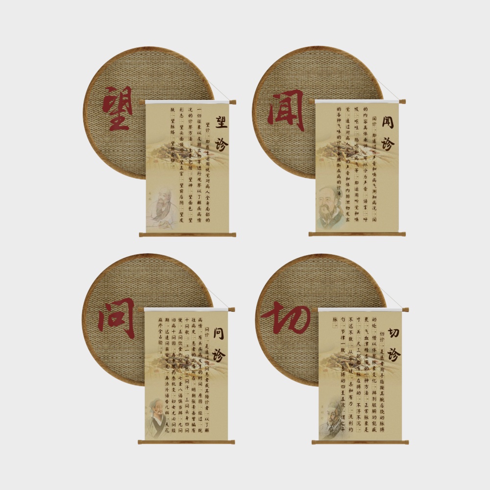 Decorative Wall of Traditional Chinese Medicine Clinic: Observation, Listening, Inquiry, and Pulse-Taking