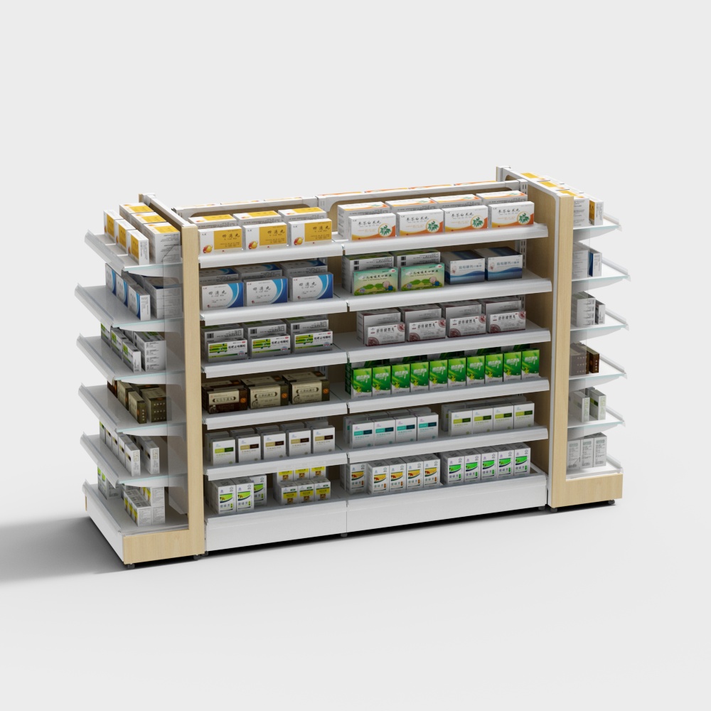 Modern Hospital Pharmacy Drugstore Shelves