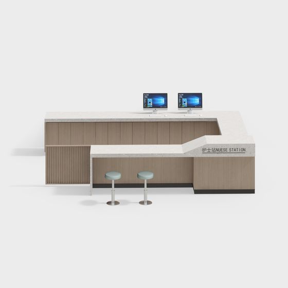 Stylish Nurse Station 3D model for Modern Healthcare Spaces